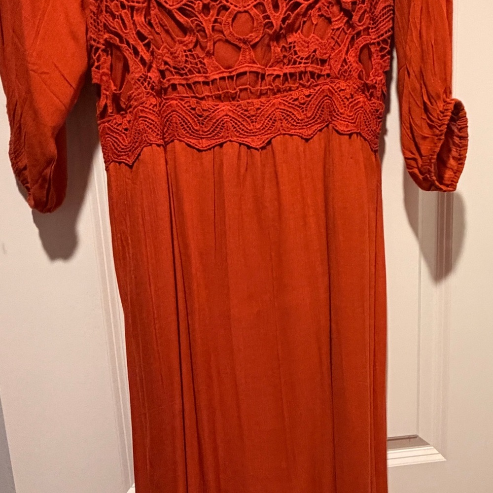 Elegant Rustic Orange Lace Dress